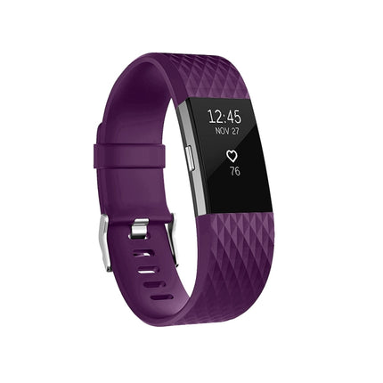 Diamond Pattern Adjustable Sport Wrist Strap for FITBIT Charge 2, Size: S, 10.5x8.5cm(Purple)-garmade.com