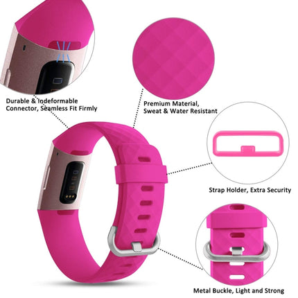 Diamond Pattern Adjustable Sport Wrist Strap for FITBIT Charge 2, Size: S, 10.5x8.5cm(Rose Red)-garmade.com