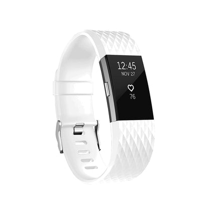 Diamond Pattern Adjustable Sport Wrist Strap for FITBIT Charge 2, Size: S, 10.5x8.5cm(White)-garmade.com
