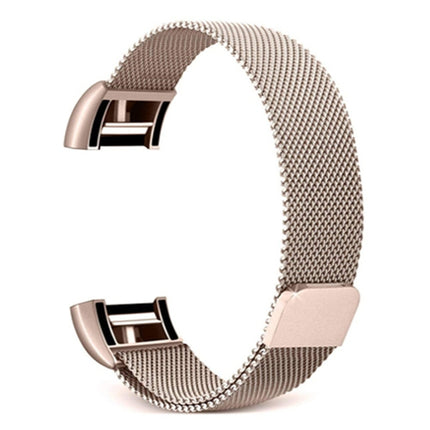 Smart Watch Stainless Steel Wrist Strap Watchband for FITBIT Charge 2, Size: L(Champagne Gold)-garmade.com