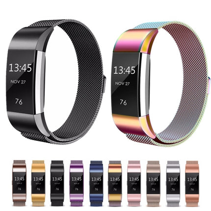 Smart Watch Stainless Steel Wrist Strap Watchband for FITBIT Charge 2, Size: L(Coffee)-garmade.com