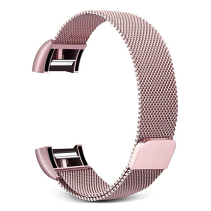 Smart Watch Stainless Steel Wrist Strap Watchband for FITBIT Charge 2, Size: L(Pink)-garmade.com