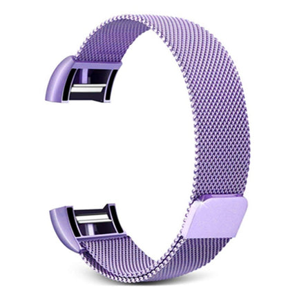 Smart Watch Stainless Steel Wrist Strap Watchband for FITBIT Charge 2, Size: L(Light Purple)-garmade.com