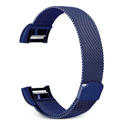 Smart Watch Stainless Steel Wrist Strap Watchband for FITBIT Charge 2, Size: L(Blue)-garmade.com