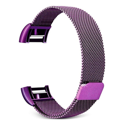 Smart Watch Stainless Steel Wrist Strap Watchband for FITBIT Charge 2, Size: L(Purple)-garmade.com