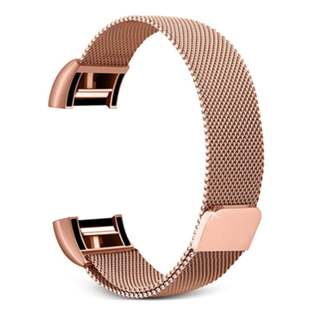 Smart Watch Stainless Steel Wrist Strap Watchband for FITBIT Charge 2, Size: L(Rose Gold)-garmade.com