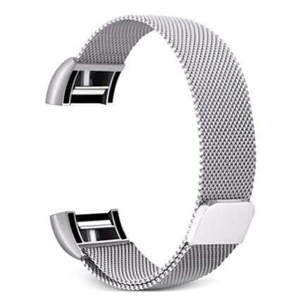 Smart Watch Stainless Steel Wrist Strap Watchband for FITBIT Charge 2, Size: L(Silver)-garmade.com