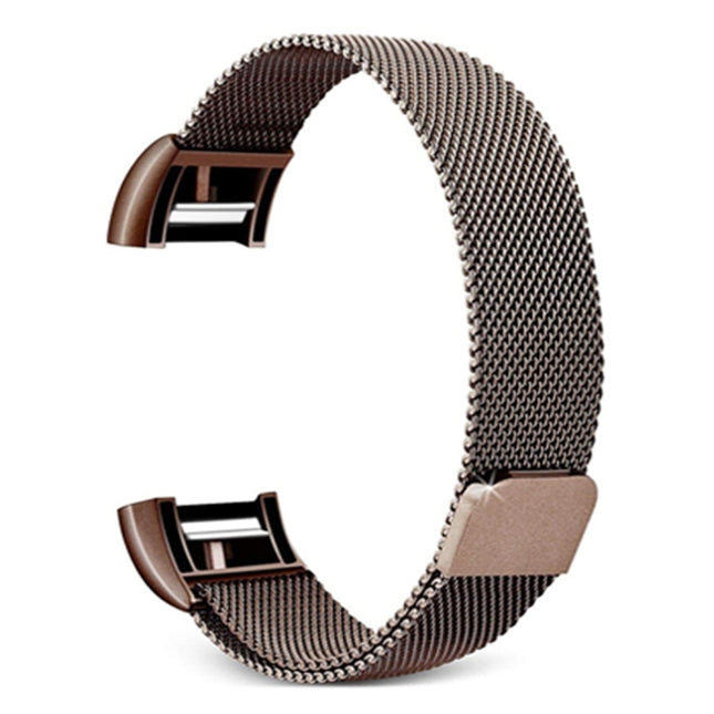 Smart Watch Stainless Steel Wrist Strap Watchband for FITBIT Charge 2, Size: S (Coffee)-garmade.com