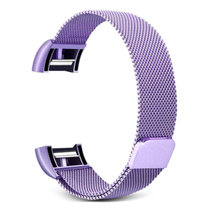 Smart Watch Stainless Steel Wrist Strap Watchband for FITBIT Charge 2, Size: S (Light Purple)-garmade.com