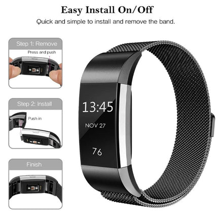 Smart Watch Stainless Steel Wrist Strap Watchband for FITBIT Charge 2, Size: S (Purple)-garmade.com