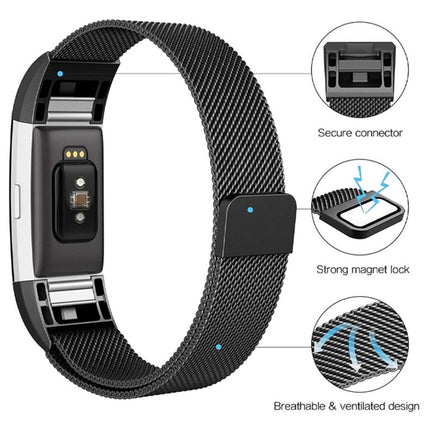 Smart Watch Stainless Steel Wrist Strap Watchband for FITBIT Charge 2, Size: S (Silver)-garmade.com