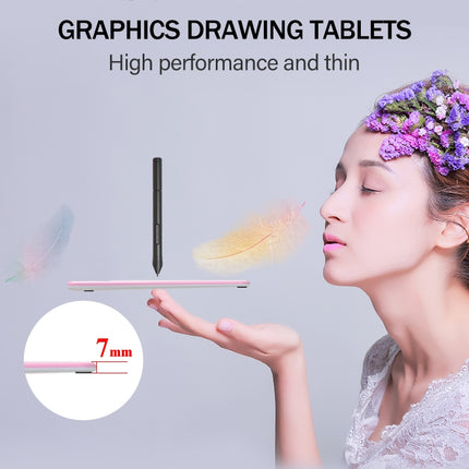 10Moons T503 Drawing Tablet Can Be Connected to mobile Phone Tablet with 8192 Passive Pen(Pink)-garmade.com