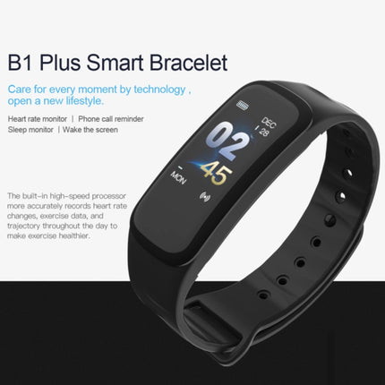 TLW B1 Plus Fitness Tracker 0.96 inch Color Screen Bluetooth 4.0 Wristband Smart Bracelet, IP67 Waterproof, Support Sports Mode / Heart Rate Monitor / Sleep Monitor / Information Reminder (Black)-garmade.com