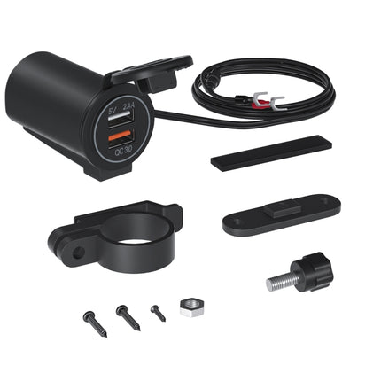 ZH-723F2 Car / Motorcycle QC3.0 Cell Phone Fast Charging Dual USB Car Charger(Red Light)-garmade.com