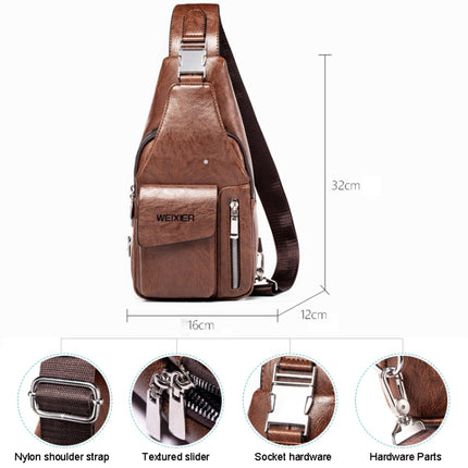 WEIXIER 9525 Men Leisure Style PU Leather Single Shoulder Crossbody Bag (Dark Brown)-garmade.com