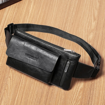 WEIXIER 9526 Men Leisure Style PU Leather Single Shoulder Crossbody Bag Waist Pack (Black)-garmade.com