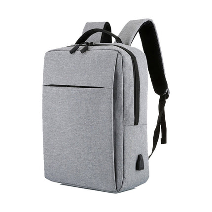 POFOKO Large-capacity Waterproof Oxford Cloth Business Casual Backpack with External USB Charging Design for 15.6 inch Laptops (Grey)-garmade.com