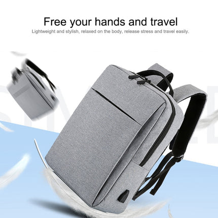 POFOKO Large-capacity Waterproof Oxford Cloth Business Casual Backpack with External USB Charging Design for 15.6 inch Laptops (Grey)-garmade.com