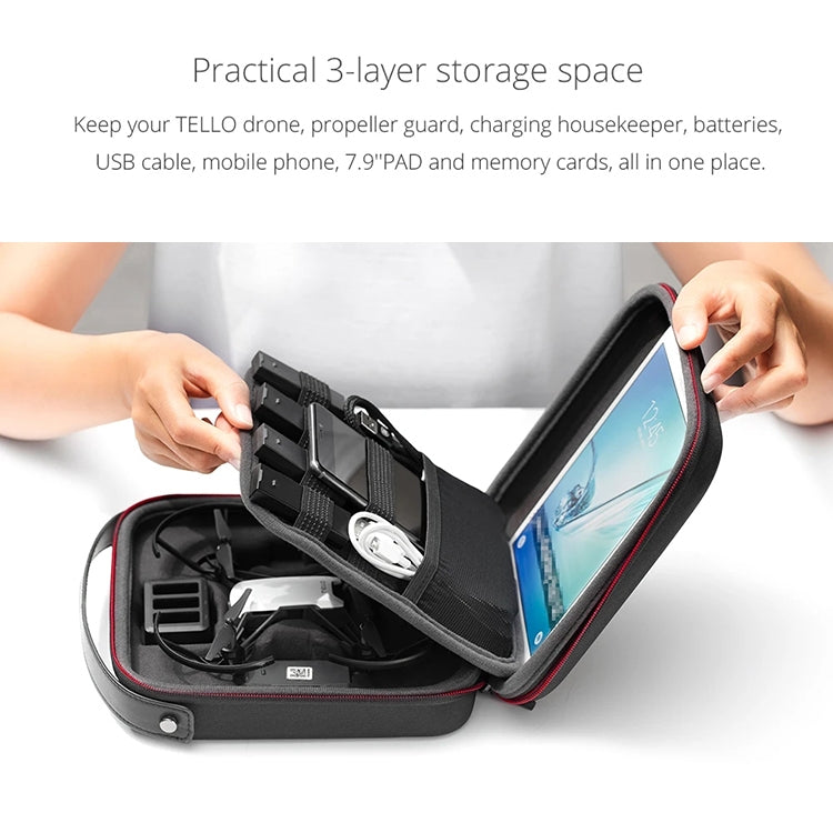 PGYTECH Portable PU Nylon EVA Storage Bag for DJI TELLO(Black