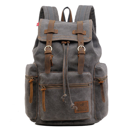 AUGUR 1039 Men Retro Canvas Backpack Shoulders Laptop Bag(Grey)-garmade.com