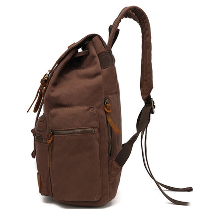 AUGUR 1039 Men Retro Canvas Backpack Shoulders Laptop Bag(Khaki)-garmade.com