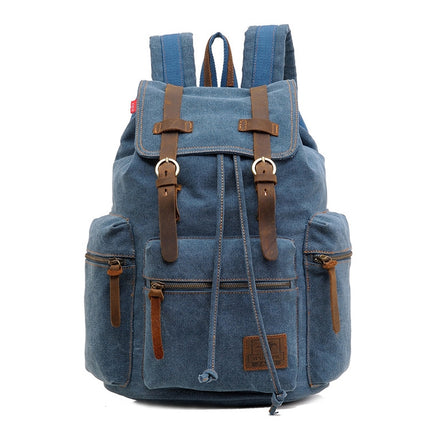 AUGUR 1039 Men Retro Canvas Backpack Shoulders Laptop Bag(Blue)-garmade.com