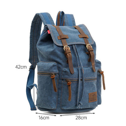 AUGUR 1039 Men Retro Canvas Backpack Shoulders Laptop Bag(Blue)-garmade.com