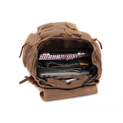 AUGUR 1039 Men Retro Canvas Backpack Shoulders Laptop Bag(Yellowish-brown)-garmade.com