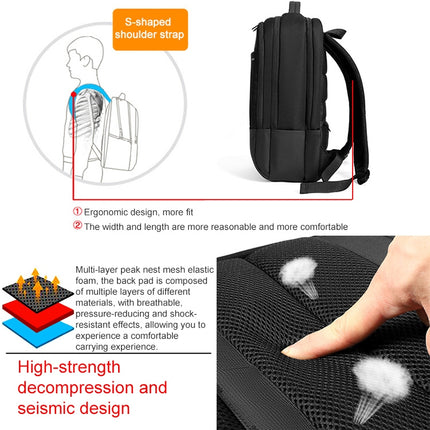 cxs-618 Multifunctional Oxford Laptop Bag Backpack (Black)-garmade.com