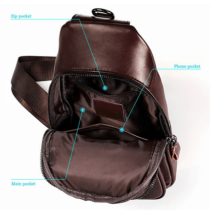 6027 Men Crossbody Bag Casual Multi-function Shoulder Waist Bag (Coffee)-garmade.com