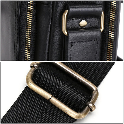 6028 Multifunctional Fashion Top-grain Leather Messenger Bag Casual Men Shoulder Bag (Coffee)-garmade.com
