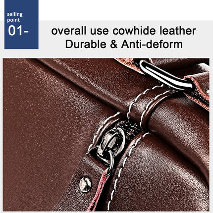 6029 Multifunctional Fashion Top-grain Leather Messenger Bag Casual Men Shoulder Bag (Coffee)-garmade.com