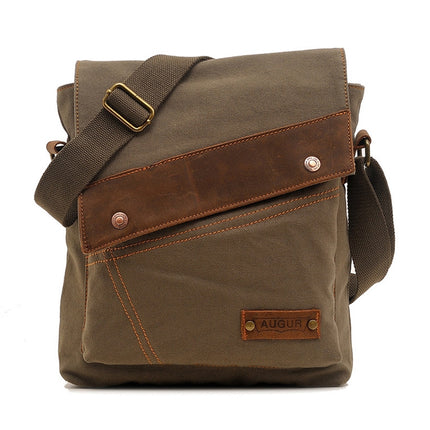 AUGUR 9088 Retro Vertical Style Canvas Shoulder Messenger Crossby Bag(Army Green)-garmade.com