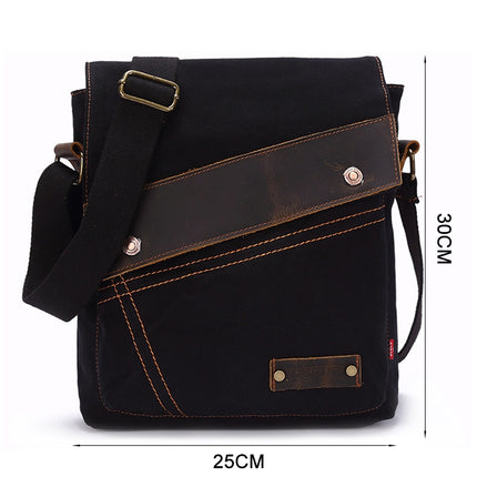 AUGUR 9088 Retro Vertical Style Canvas Shoulder Messenger Crossby Bag(Black)-garmade.com