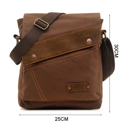 AUGUR 9088 Retro Vertical Style Canvas Shoulder Messenger Crossby Bag(Coffee)-garmade.com