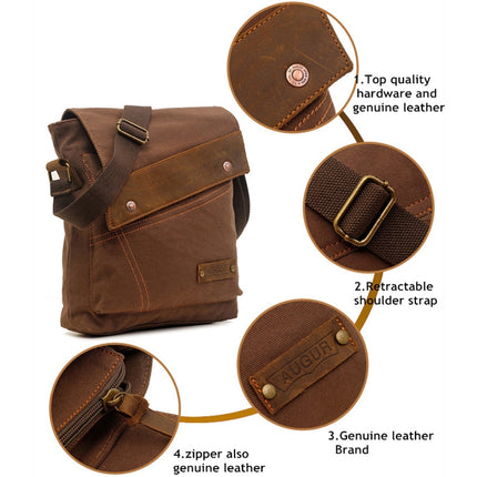 AUGUR 9088 Retro Vertical Style Canvas Shoulder Messenger Crossby Bag(Coffee)-garmade.com