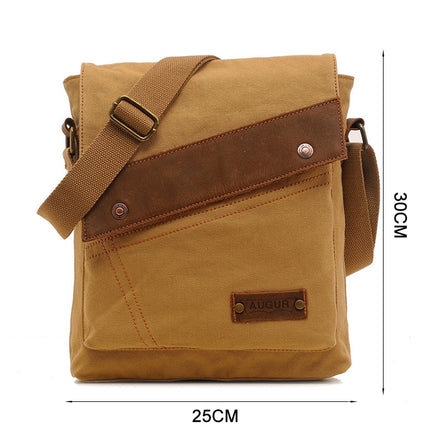 AUGUR 9088 Retro Vertical Style Canvas Shoulder Messenger Crossby Bag(Khaki)-garmade.com