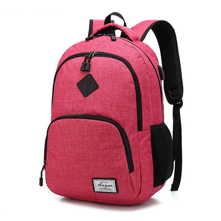 AUGUR 966 Retro Casual Oxford Cloth Backpack Shoulders Laptop Bag(Pink)-garmade.com