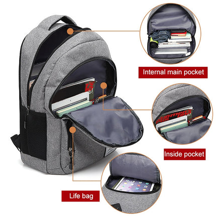 AUGUR 966 Retro Casual Oxford Cloth Backpack Shoulders Laptop Bag(Grey)-garmade.com