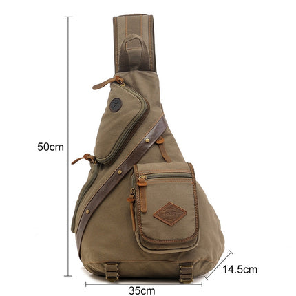 AUGUR 8171 Multi-function Canvas Chest Bag Shoulder Messenger Crossby Bag(Army Green)-garmade.com