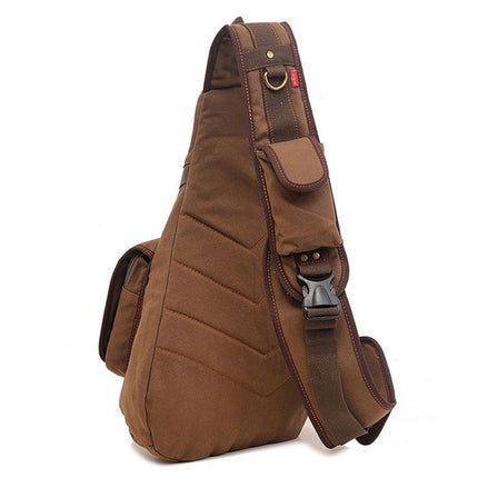 AUGUR 8171 Multi-function Canvas Chest Bag Shoulder Messenger Crossby Bag(Army Green)-garmade.com