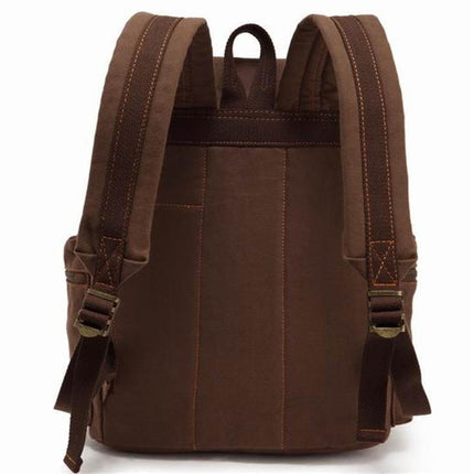 AUGUR 1039 Large Student Retro Canvas Backpack Shoulders Laptop Bag(Army Green)-garmade.com