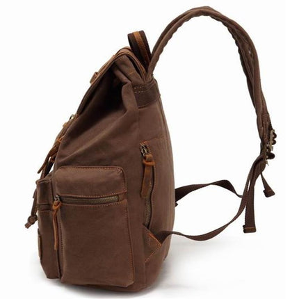 AUGUR 1039 Large Student Retro Canvas Backpack Shoulders Laptop Bag(Coffee)-garmade.com
