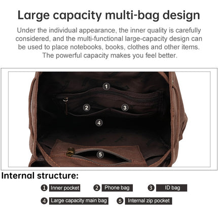 AUGUR 1039 Large Student Retro Canvas Backpack Shoulders Laptop Bag(Khaki)-garmade.com