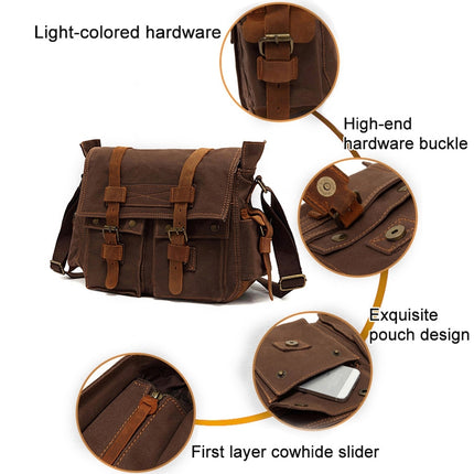 AUGUR 2138 Men Casual Canvas Shoulder Messenger Crossby Bag (Coffee)-garmade.com