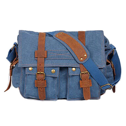 AUGUR 2138 Men Casual Canvas Shoulder Messenger Crossby Bag (Blue)-garmade.com