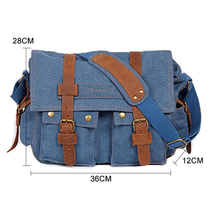 AUGUR 2138 Men Casual Canvas Shoulder Messenger Crossby Bag (Blue)-garmade.com