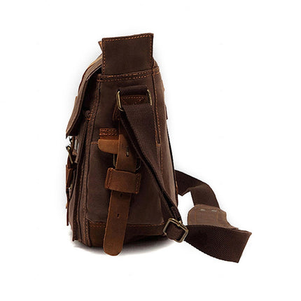 AUGUR 2138 Men Casual Canvas Shoulder Messenger Crossby Bag (Yellowish-brown)-garmade.com