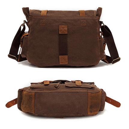 AUGUR 2138 Men Casual Canvas Shoulder Messenger Crossby Bag (Yellowish-brown)-garmade.com