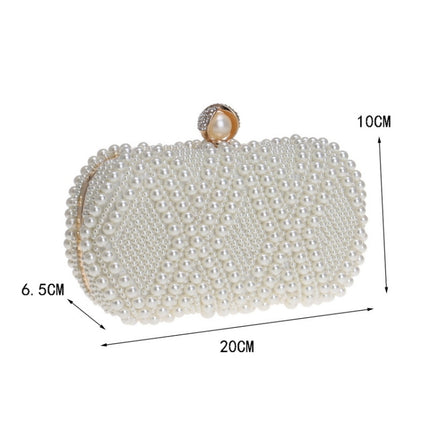 Women Fashion Banquet Party Pearl Handbag Single Shoulder Crossbody Bag (Champagne Gold)-garmade.com